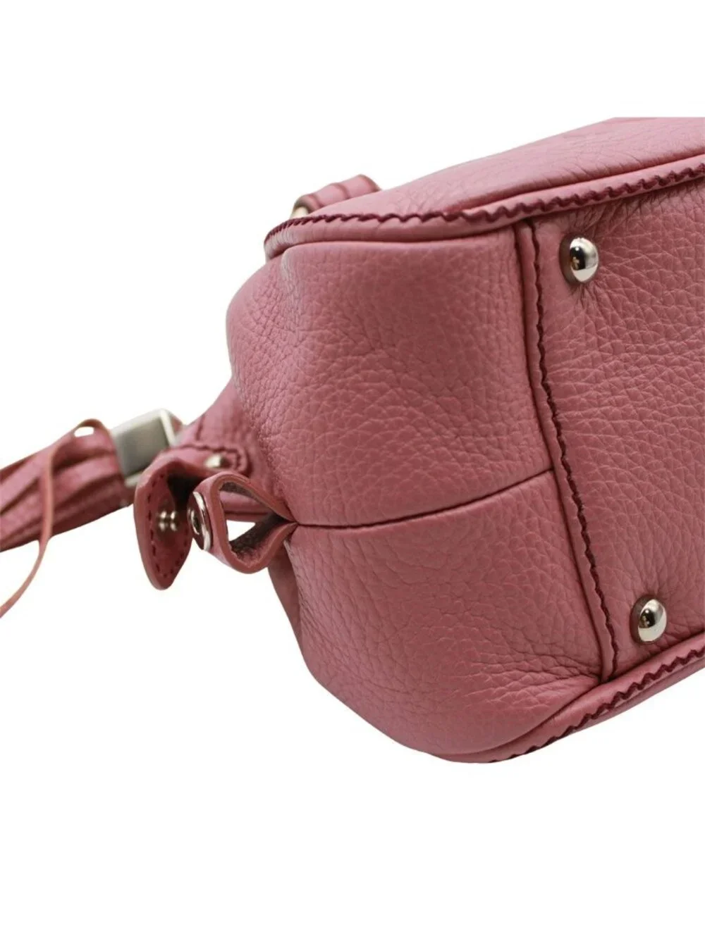 Chanel Bag Handbag Leather Pink Silver Tassel Faux Mini